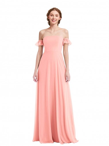 Soft Chiffon A-Line Long Flutter Sleeves Semi Formal Evening Dress / Bridesmaid Dress Cairns