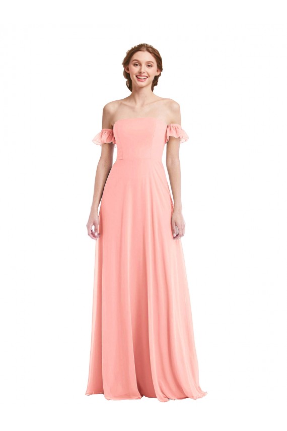 Soft Chiffon A-Line Long Flutter Sleeves Semi Formal Evening Dress / Bridesmaid Dress Cairns