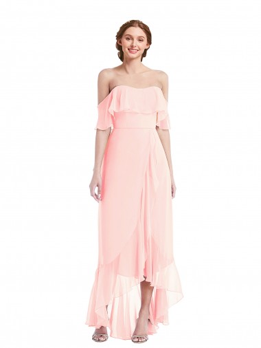 Soft Chiffon Long Sleeveless High Low Bridesmaid Dress Cairns