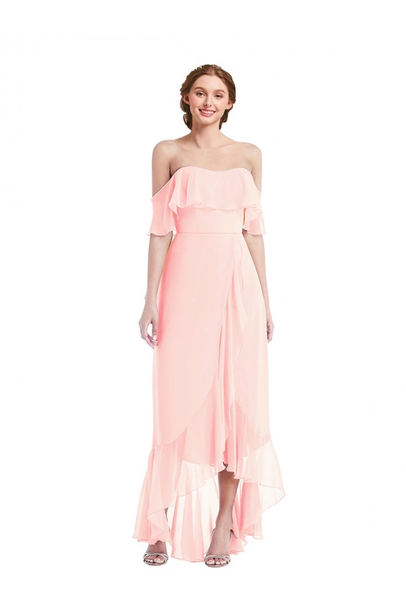 Soft Chiffon Long Sleeveless High Low Bridesmaid Dress Cairns