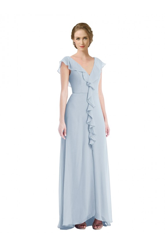 Soft Chiffon A-Line Long Sleeveless V-Back Black Tie Evening Gown / Bridesmaid Dress Cairns