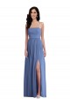 Soft Chiffon A-Line Long Sleeveless Low Back Front Slit Evening Dresses Cairns