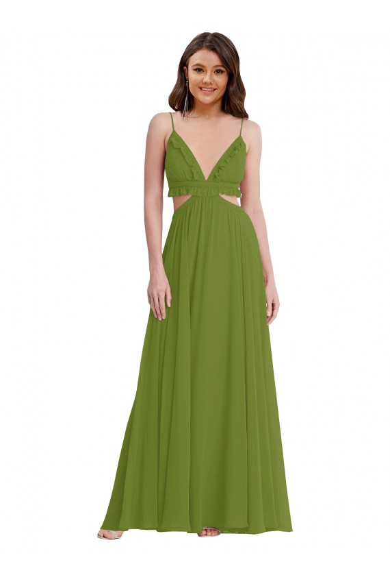 Soft Chiffon A-Line Long Sleeveless Open Back Plus Size Evening Gown / Bridesmaid Dress Cairns