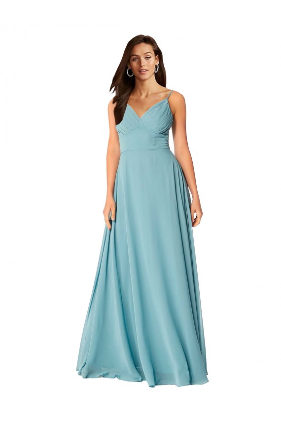 Soft Chiffon A-Line Long Sleeveless Turquoise Bridesmaid Dress Cairns