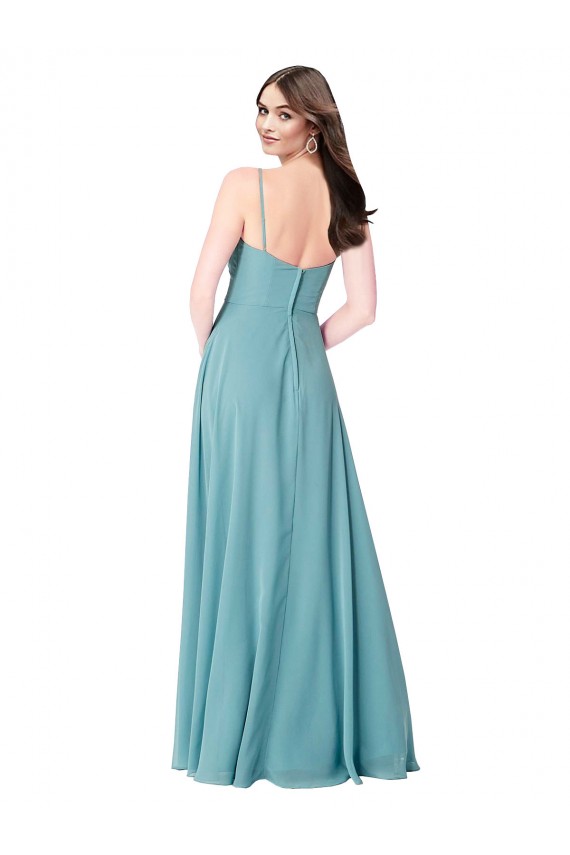 Soft Chiffon A-Line Long Sleeveless Turquoise Bridesmaid Dress Cairns