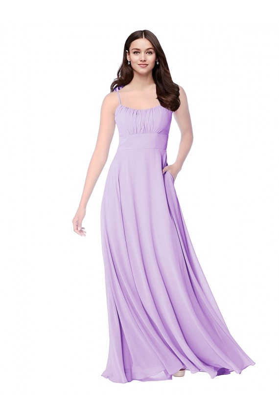 Soft Chiffon A-Line Long Sleeveless Lilac Bridal Party Dress Cairns