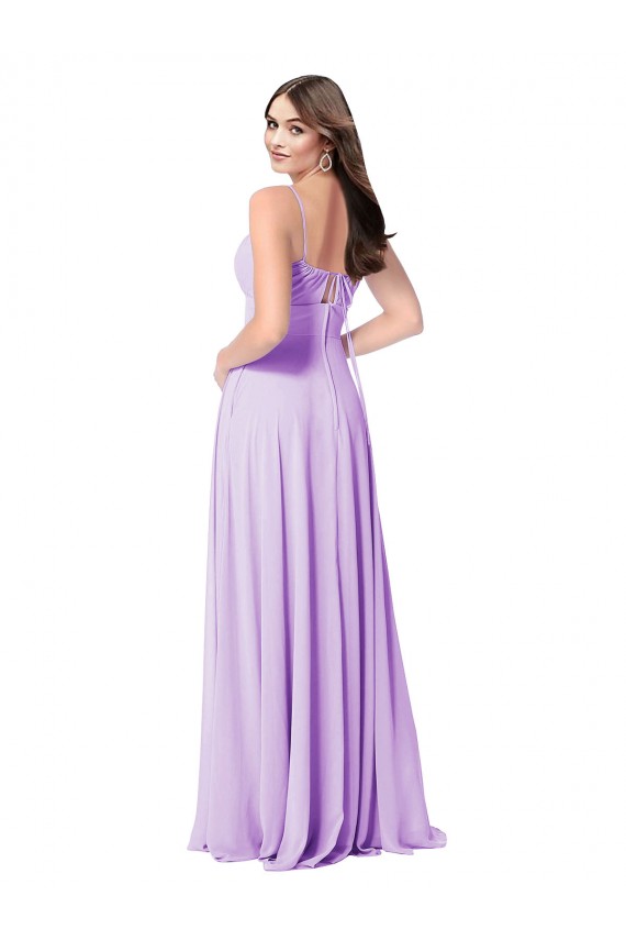 Soft Chiffon A-Line Long Sleeveless Lilac Bridal Party Dress Cairns