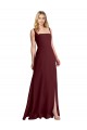 Soft Chiffon A-Line Long Sleeveless Low Back Burgundy Gold Bridesmaid Dresses Cairns