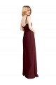 Soft Chiffon A-Line Long Sleeveless Low Back Burgundy Gold Bridesmaid Dresses Cairns