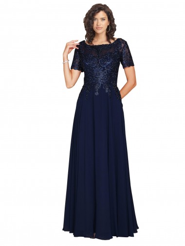 Soft Chiffon A-Line Short Sleeves Long Prom Dress / Bridesmaid Dress Cairns