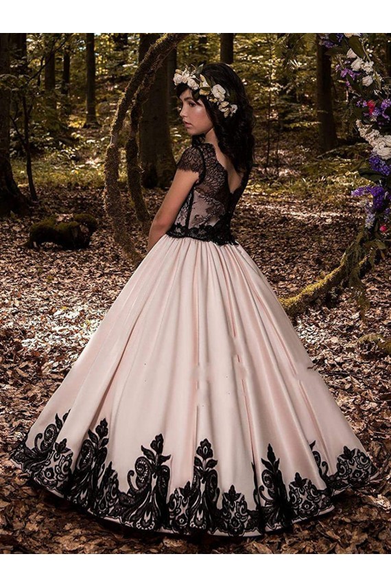 Satin & Lace Ball Gown Long Sleeveless Flower Girl Dress for Wedding Cairns