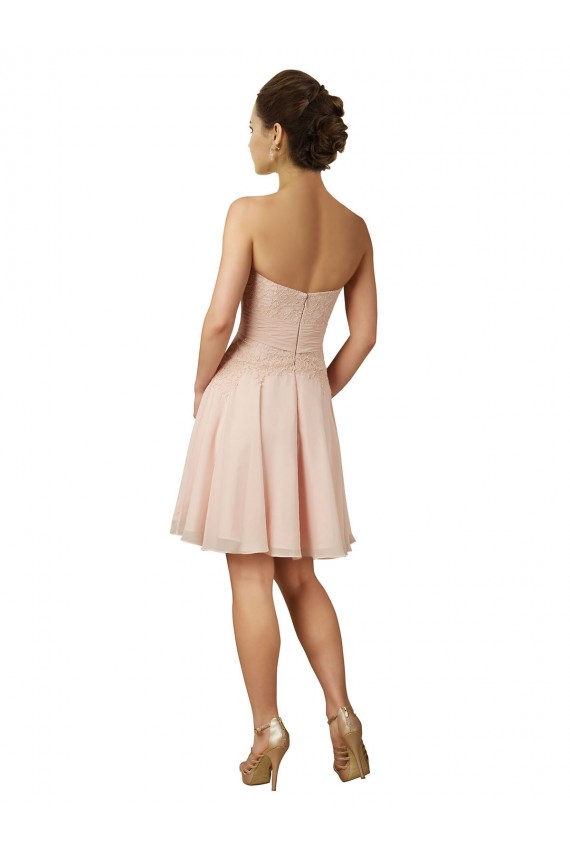 Soft Chiffon & Lace A-Line Knee Length Sleeveless Pink Cocktail Dresses Cairns