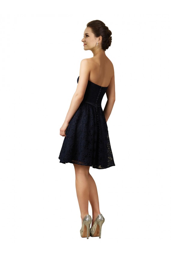 Lace A-Line Sleeveless Dark Navy Bridesmaid Dress Cairns