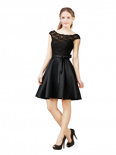 Satin & Lace A-Line Knee Length Sleeveless V-Back Bridesmaid Dress Cairns
