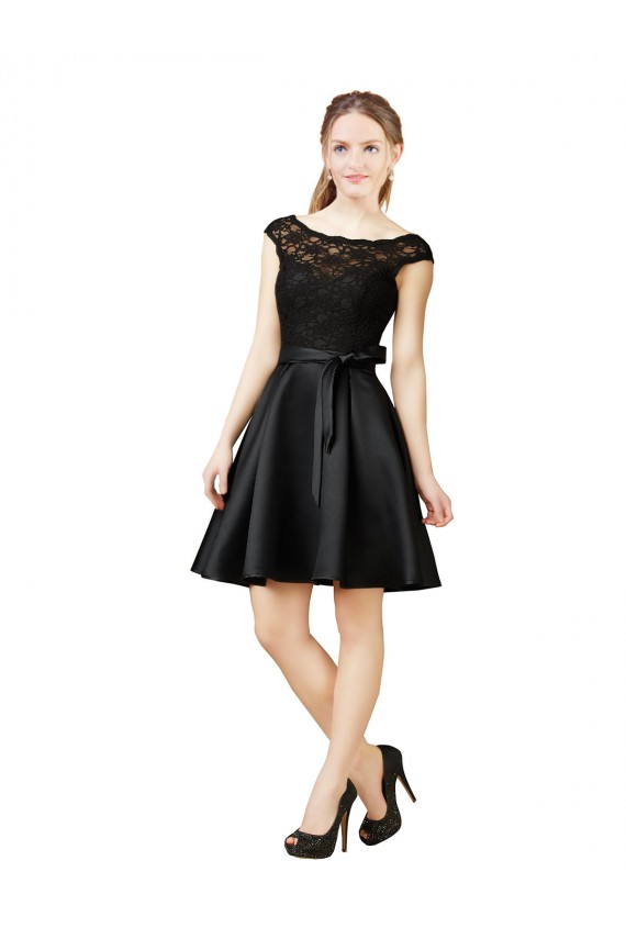 Satin & Lace A-Line Knee Length Sleeveless V-Back Bridesmaid Dress Cairns