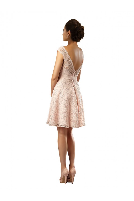Soft Chiffon & Lace A-Line Knee Length Cap Sleeves Bridesmaid Dress Cairns