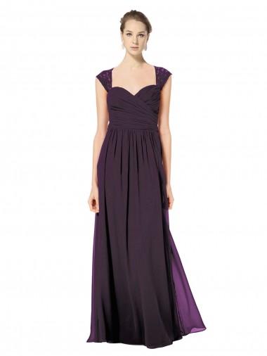 Soft Chiffon & Lace A-Line Long Sleeveless Keyhole Back Formal Dress / Bridesmaid Dress Cairns