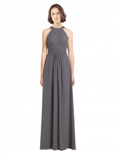 Soft Chiffon & Lace A-Line Long Sleeveless Bridesmaid Dress Cairns