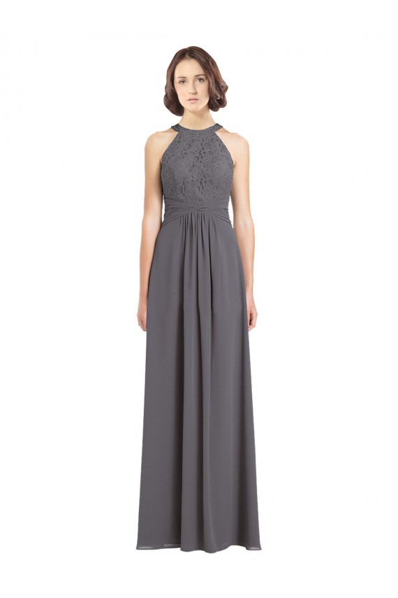 Soft Chiffon & Lace A-Line Long Sleeveless Bridesmaid Dress Cairns