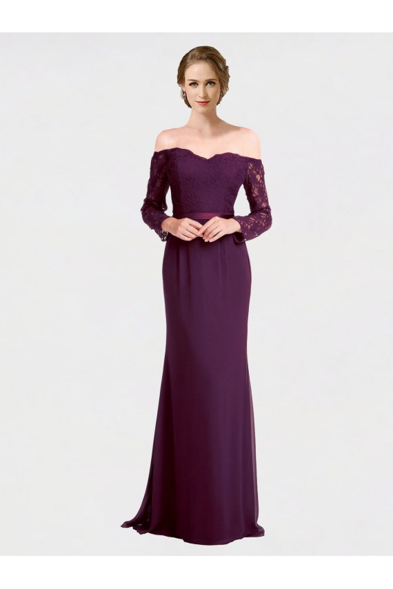 Soft Chiffon & Lace Mermaid Long Long Sleeves Low Back Bridesmaid Dress Cairns