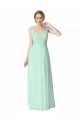 Soft Chiffon & Lace A-Line Long Cap Sleeves V-Back Bridesmaid Dress Cairns