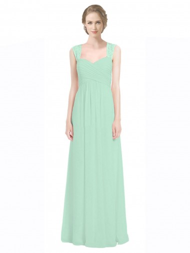 Soft Chiffon & Lace A-Line Long Sleeveless Sweetheart Keyhole Back Bridesmaid Dresses Cairns