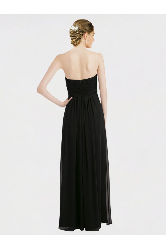 Soft Chiffon & Lace A-Line Long Sleeveless Low Back Black Bridesmaid Dresses Cairns