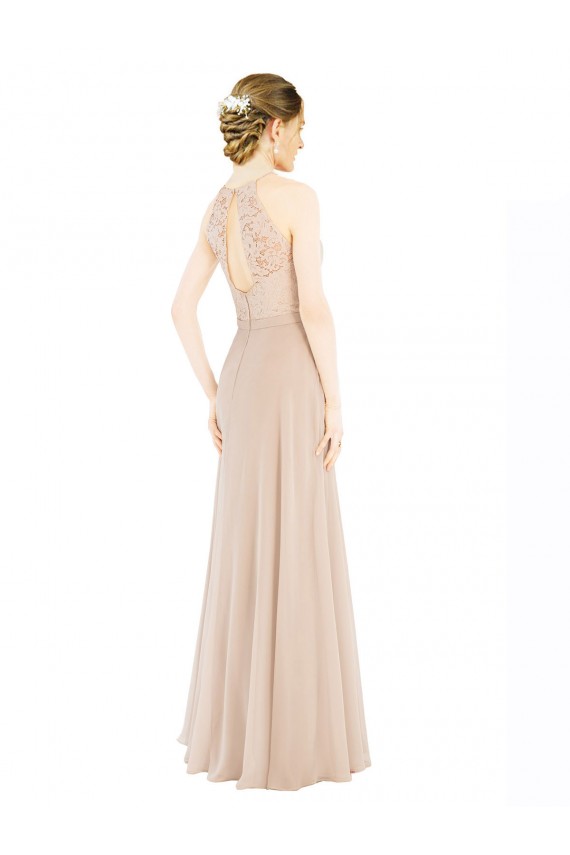 Soft Chiffon & Lace A-Line Long Sleeveless Keyhole Back Prom Dress / Bridesmaid Dress Cairns