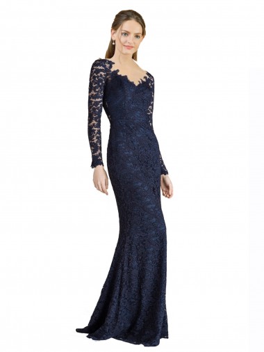 Lace Mermaid Long Long Sleeves Keyhole Back Prom Dress / Bridesmaid Dress Cairns