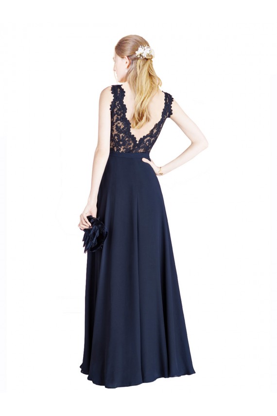 Soft Chiffon & Lace A-Line Long Sleeveless V-Back Prom Dress / Bridesmaid Dress Cairns