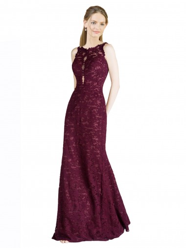 Lace A-Line Long Sleeveless Keyhole Back Prom Dress / Bridesmaid Dress Cairns