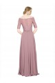 Soft Chiffon & Lace A-Line Short Sleeves Long Prom Dress / Bridesmaid Dress Cairns