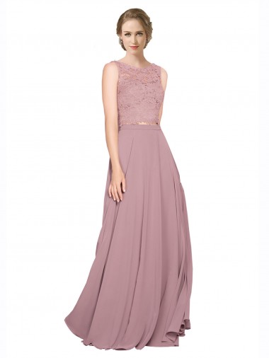 Soft Chiffon & Lace A-Line Long Sleeveless Black Tie Prom Dress / Bridesmaid Dress Cairns