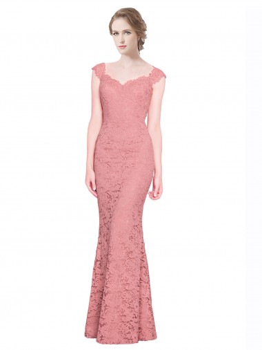 Lace Mermaid Long Sleeveless Salmon Prom Dresses Cairns