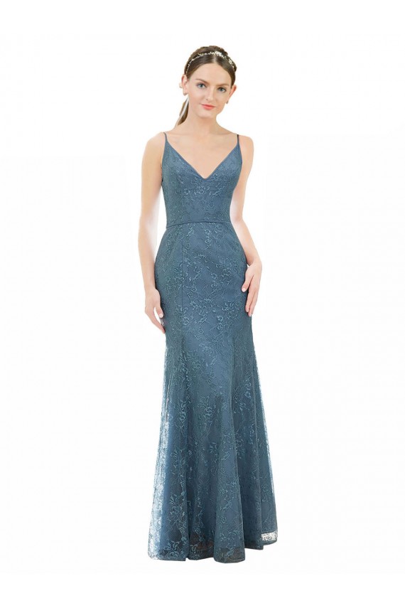 Lace Sheath Long Sleeveless Open Back Bridesmaid Dress Cairns