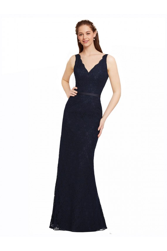 Lace Sheath Sheath Sleeveless Dark Navy Bridesmaid Dress Cairns