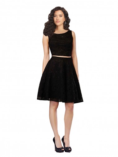 Lace A-Line Knee Length Sleeveless Black Cocktail Dresses Cairns