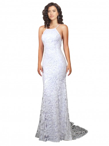 Lace Sheath Sweep Train Sleeveless Low Back Wedding Dress Cairns