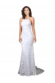 Lace Sheath Sweep Train Sleeveless Low Back Wedding Dress Cairns