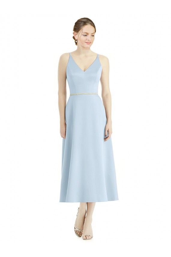 Satin A-Line Tea Length Sleeveless Bridesmaid Dress Cairns