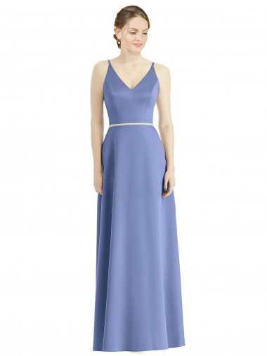 Satin A-Line Long Sleeveless Periwinkle Bridesmaid Dress Cairns