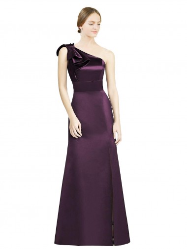 Satin Mermaid Long Sleeveless Grape Bridesmaid Dress Cairns