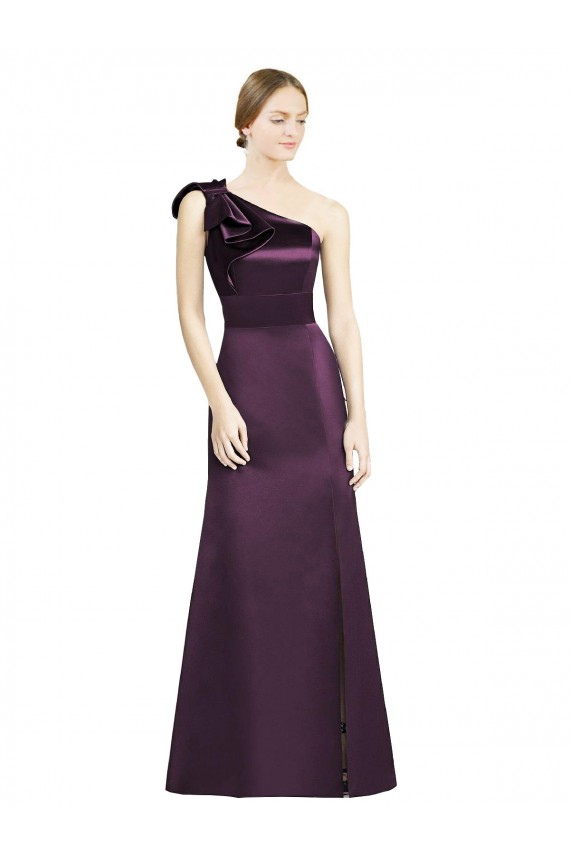 Satin Mermaid Long Sleeveless Grape Bridesmaid Dress Cairns