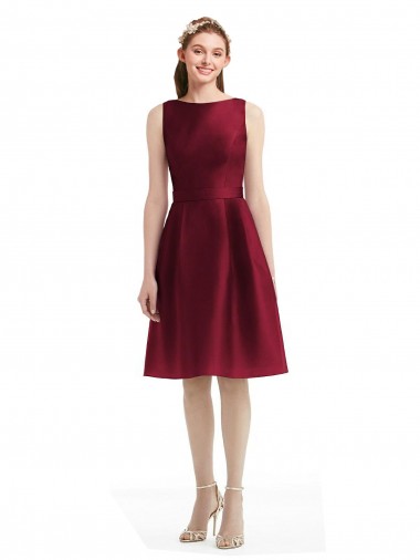 Satin A-Line Knee Length Sleeveless Burgundy Cocktail Dresses Cairns