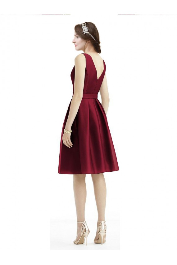 Satin A-Line Knee Length Sleeveless Burgundy Cocktail Dresses Cairns