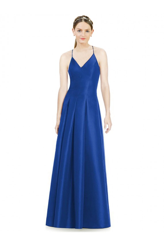 Satin A-Line Long Sleeveless Criss Cross Open Back Bridesmaid Dress Cairns
