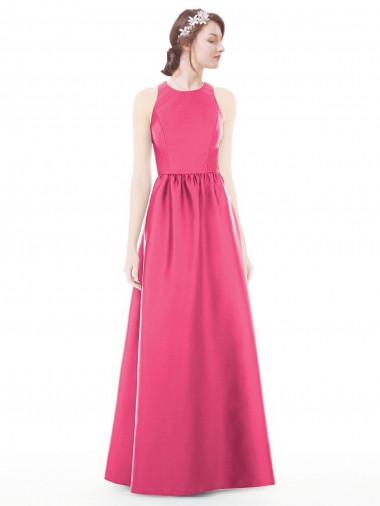 Satin A-Line Long Sleeveless Keyhole Back Bridesmaid Dress Cairns