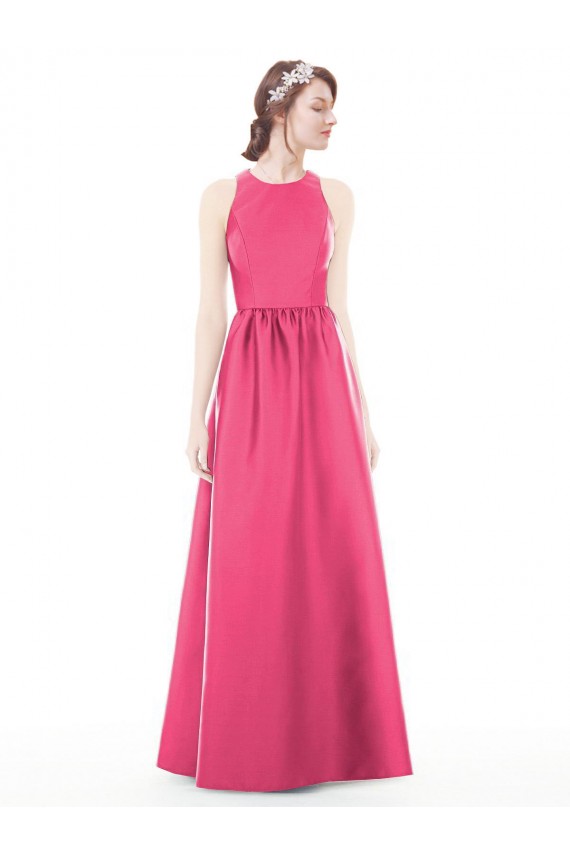 Satin A-Line Long Sleeveless Keyhole Back Bridesmaid Dress Cairns