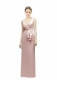 Satin Sheath Long Sleeveless V-Back Bridesmaid Dress Cairns