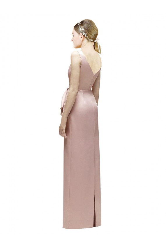 Satin Sheath Long Sleeveless V-Back Bridesmaid Dress Cairns